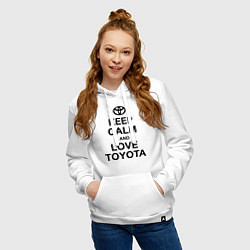 Толстовка-худи хлопковая женская Keep Calm & Love Toyota, цвет: белый — фото 2
