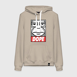 Толстовка-худи хлопковая женская Homer dope, цвет: миндальный