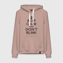Толстовка-худи хлопковая женская Keep Calm & Don't Blink, цвет: пыльно-розовый
