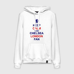 Толстовка-худи хлопковая женская Keep Calm & Chelsea London fan, цвет: белый