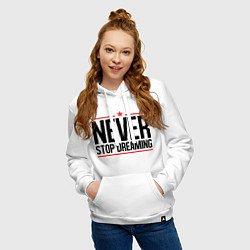 Толстовка-худи хлопковая женская Never Stop, цвет: белый — фото 2