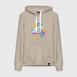 Толстовка-худи хлопковая женская Волейбол, цвет: миндальный