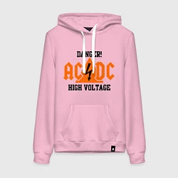 Толстовка-худи хлопковая женская AC/DC: High Voltage, цвет: светло-розовый