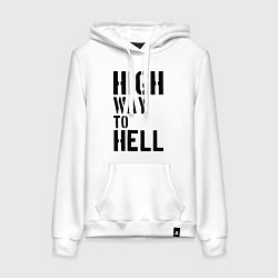 Толстовка-худи хлопковая женская High way to hell, цвет: белый