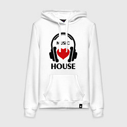 Толстовка-худи хлопковая женская House Music is Love, цвет: белый