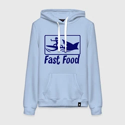 Толстовка-худи хлопковая женская Shark fast food, цвет: мягкое небо