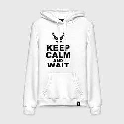 Толстовка-худи хлопковая женская Keep Calm & Wait For Him, цвет: белый