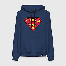 Толстовка-худи хлопковая женская Superman logo цвета тёмно-синий — фото 1