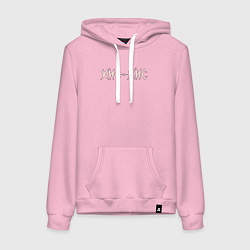 Толстовка-худи хлопковая женская КИС-КИС на спине, цвет: светло-розовый