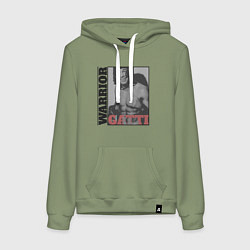 Толстовка-худи хлопковая женская Warrior Gatti, цвет: авокадо