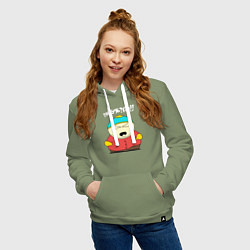 Толстовка-худи хлопковая женская South Park, Эрик Картман, цвет: авокадо — фото 2