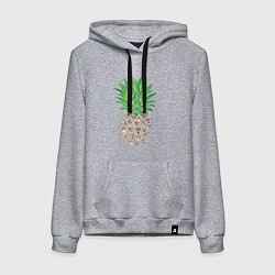 Толстовка-худи хлопковая женская Ананас из собак Акита, цвет: меланж