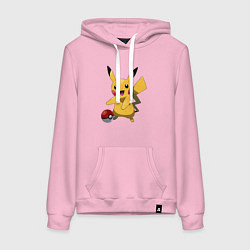 Толстовка-худи хлопковая женская Пикачу, цвет: светло-розовый