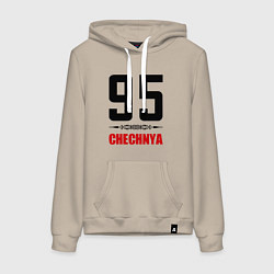 Толстовка-худи хлопковая женская 95 Chechnya, цвет: миндальный