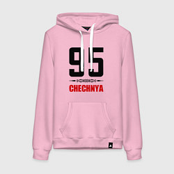 Толстовка-худи хлопковая женская 95 Chechnya, цвет: светло-розовый