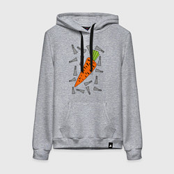 Толстовка-худи хлопковая женская Морковка кролика, цвет: меланж