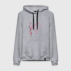Толстовка-худи хлопковая женская Розовая сакура, цвет: меланж