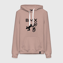 Толстовка-худи хлопковая женская Велоспорт BMX Z, цвет: пыльно-розовый