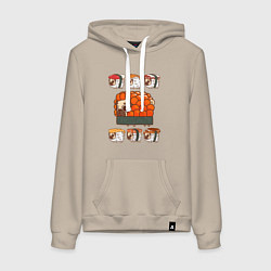 Женская толстовка-худи Мопс и роллы