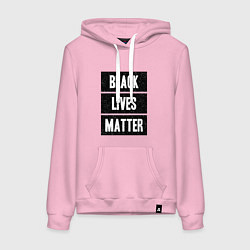 Толстовка-худи хлопковая женская Black lives matter Z, цвет: светло-розовый