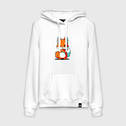 Толстовка-худи хлопковая женская ЛЮБИ СЕБЯ Love yourself, цвет: белый