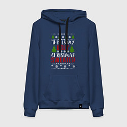 Толстовка-худи хлопковая женская My ugly christmas sweater, цвет: тёмно-синий