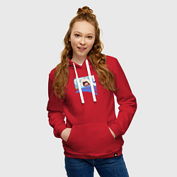 Толстовка-худи хлопковая женская Aqua, цвет: красный — фото 2