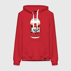 Толстовка-худи хлопковая женская Duff Beer, цвет: красный