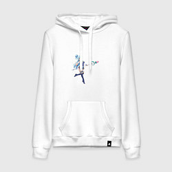 Толстовка-худи хлопковая женская Аква, цвет: белый