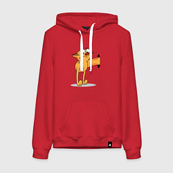 Толстовка-худи хлопковая женская Котопес, цвет: красный