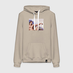 Толстовка-худи хлопковая женская Искусство, цвет: миндальный