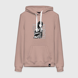 Толстовка-худи хлопковая женская Kurisu Makise, цвет: пыльно-розовый