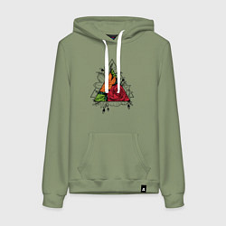 Толстовка-худи хлопковая женская Flower tattoo, цвет: авокадо