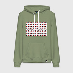 Толстовка-худи хлопковая женская Карточные масти, цвет: авокадо