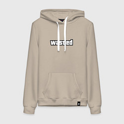 Толстовка-худи хлопковая женская WASTED, цвет: миндальный