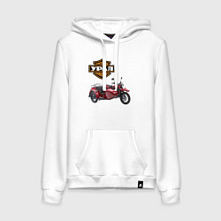 Толстовка-худи хлопковая женская Motorcycle Ural, цвет: белый