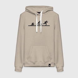 Толстовка-худи хлопковая женская Троеборье, цвет: миндальный
