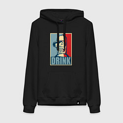 Толстовка-худи хлопковая женская Bender, цвет: черный