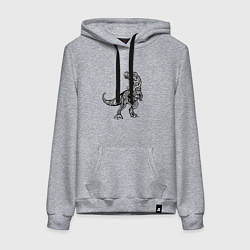 Толстовка-худи хлопковая женская Тираннозавр узор Мандала, цвет: меланж