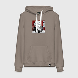 Толстовка-худи хлопковая женская Sukuna Smile, цвет: утренний латте