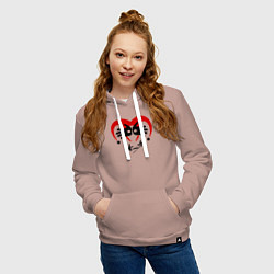 Толстовка-худи хлопковая женская Черная метка - Алиса, цвет: пыльно-розовый — фото 2