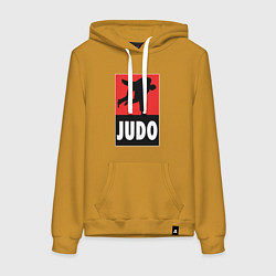 Толстовка-худи хлопковая женская Judo, цвет: горчичный