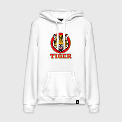 Толстовка-худи хлопковая женская Tiger Japan, цвет: белый