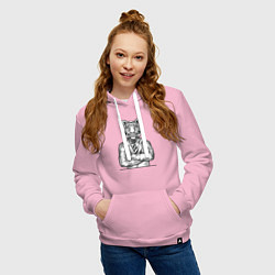 Толстовка-худи хлопковая женская Модный Тигр, цвет: светло-розовый — фото 2