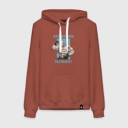 Толстовка-худи хлопковая женская Силовой Алхимик, цвет: кирпичный