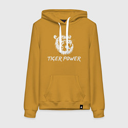 Толстовка-худи хлопковая женская Power of Tiger, цвет: горчичный