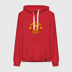 Толстовка-худи хлопковая женская Манчестер Юнайтед логотип, цвет: красный