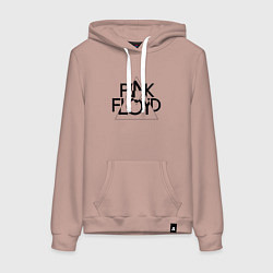 Толстовка-худи хлопковая женская PINK FLOYD LOGO ПИНК ФЛОЙД, цвет: пыльно-розовый