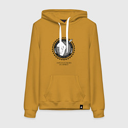 Толстовка-худи хлопковая женская Клуб любителей приключений, цвет: горчичный