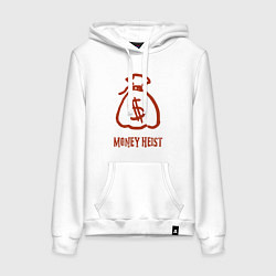 Толстовка-худи хлопковая женская Money Heist - Мешок, цвет: белый